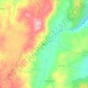Topografische kaart Cotelo, hoogte, reliëf