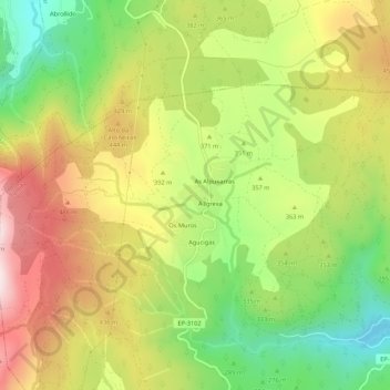 Topografische kaart Pinzás, hoogte, reliëf