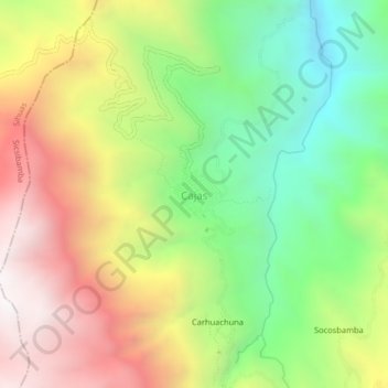 Topografische kaart Cajas, hoogte, reliëf