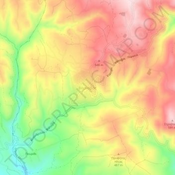 Topografische kaart Varnavas, hoogte, reliëf
