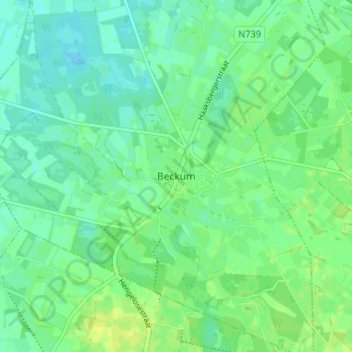 Topografische kaart Beckum, hoogte, reliëf