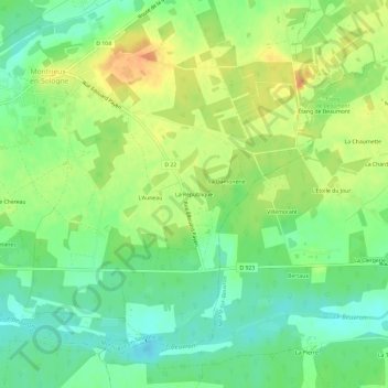 Topografische kaart La République, hoogte, reliëf
