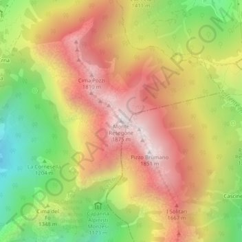 Topografische kaart Monte Resegone, hoogte, reliëf