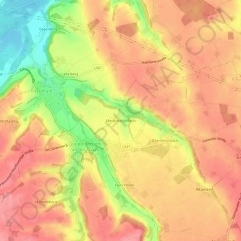 Topografische kaart Niederheischbach, hoogte, reliëf