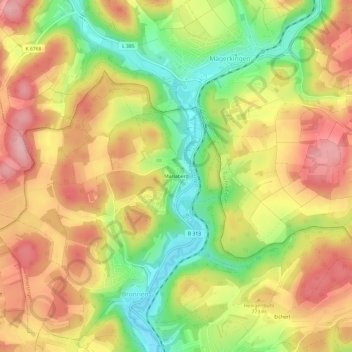 Topografische kaart Mariaberg, hoogte, reliëf