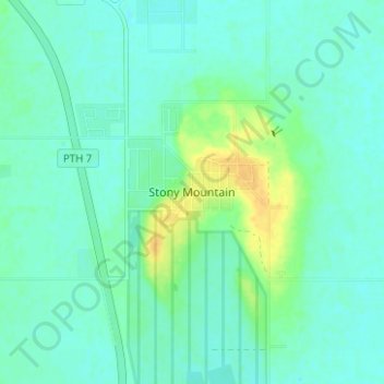Topografische kaart Stony Mountain, hoogte, reliëf