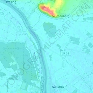 Topografische kaart Alkofen, hoogte, reliëf