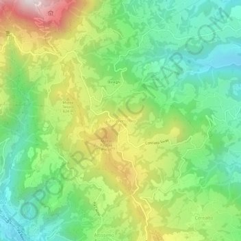 Topografische kaart Castelvecchio, hoogte, reliëf