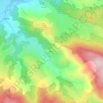 Topografische kaart Rames, hoogte, reliëf