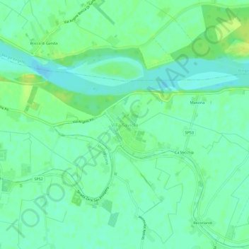 Topografische kaart Villa Saviola, hoogte, reliëf