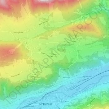 Topografische kaart Leiten, hoogte, reliëf
