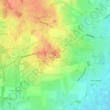 Topografische kaart Kuiperberg, hoogte, reliëf