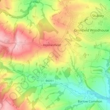 Topografische kaart Cartledge, hoogte, reliëf
