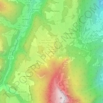 Topografische kaart Les Roches, hoogte, reliëf