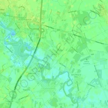 Topografische kaart Cendon, hoogte, reliëf