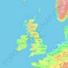 Topografische kaart United Kingdom, hoogte, reliëf