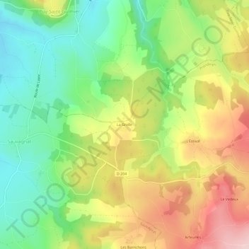 Topografische kaart La Grolle, hoogte, reliëf