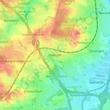 Topografische kaart Fleestedt, hoogte, reliëf
