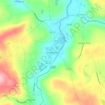 Topografische kaart Newfoundland, hoogte, reliëf