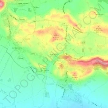 Topografische kaart Scarnadore, hoogte, reliëf