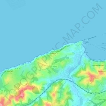 Topografische kaart Erlaitza, hoogte, reliëf