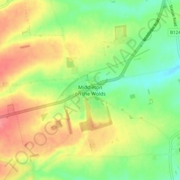 Topografische kaart Middleton on the Wolds, hoogte, reliëf