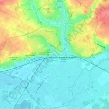 Topografische kaart Le Pont-Niveau, hoogte, reliëf