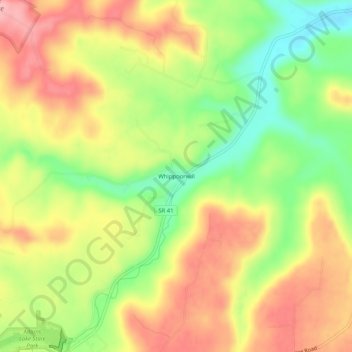 Topografische kaart Whippoorwill, hoogte, reliëf