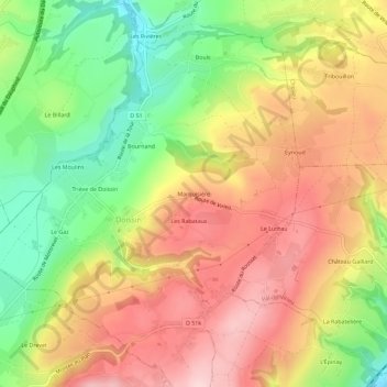 Topografische kaart Marquisière, hoogte, reliëf