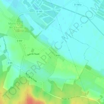 Topografische kaart Ceres, hoogte, reliëf
