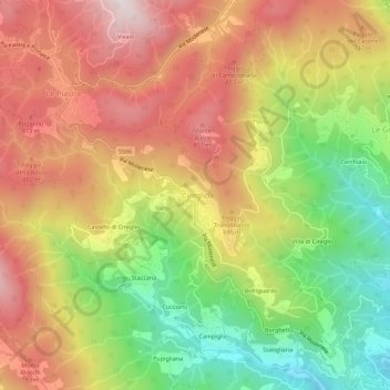 Topografische kaart Cireglio, hoogte, reliëf