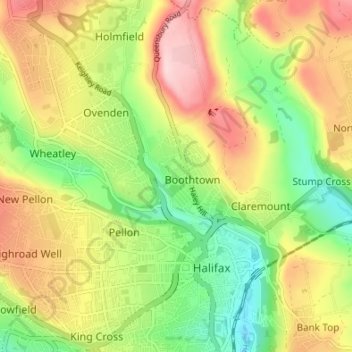 Topografische kaart Akroydon, hoogte, reliëf