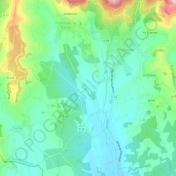 Topografische kaart La Gondrone, hoogte, reliëf