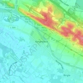 Topografische kaart Riesenbeck, hoogte, reliëf