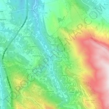Topografische kaart Casavecchia, hoogte, reliëf