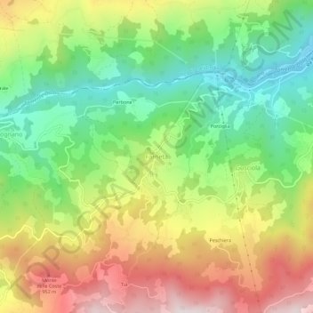 Topografische kaart Farneta, hoogte, reliëf