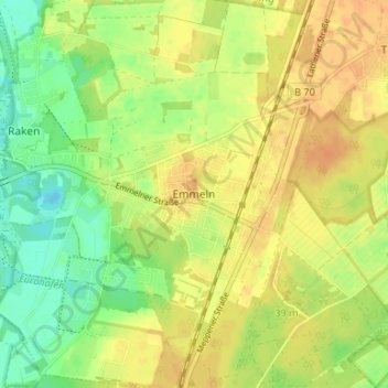 Topografische kaart Emmeln, hoogte, reliëf