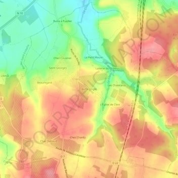 Topografische kaart Buffe Ongle, hoogte, reliëf