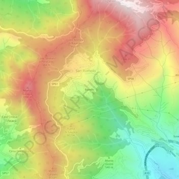 Topografische kaart Borello, hoogte, reliëf