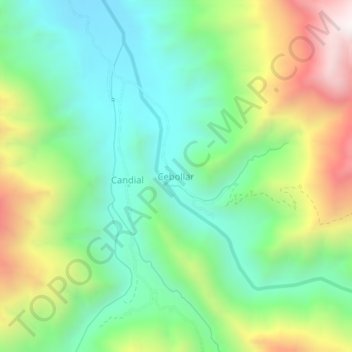 Topografische kaart Cebollar, hoogte, reliëf