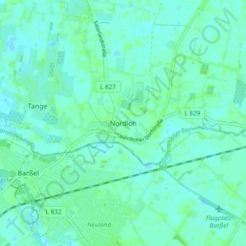 Topografische kaart Nordloh, hoogte, reliëf