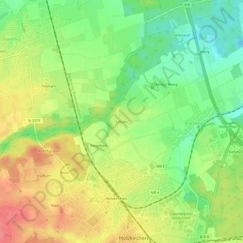 Topografische kaart Erlkam, hoogte, reliëf