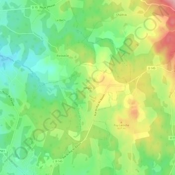Topografische kaart Artiges, hoogte, reliëf