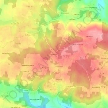 Topografische kaart Keramour, hoogte, reliëf