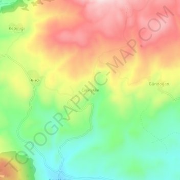 Topografische kaart Cimitekke, hoogte, reliëf