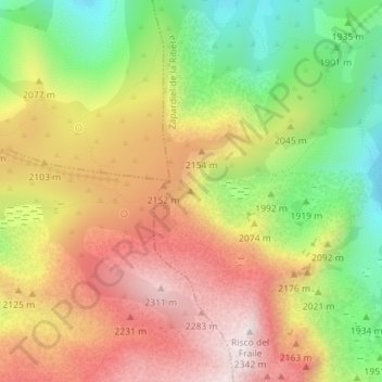 Topografische kaart El Calvitero, hoogte, reliëf