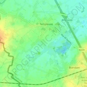 Topografische kaart Trieu du Wazon, hoogte, reliëf