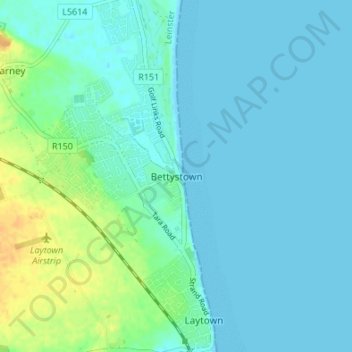 Topografische kaart Bettystown, hoogte, reliëf