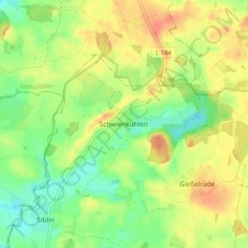 Topografische kaart Schwienkuhlen, hoogte, reliëf