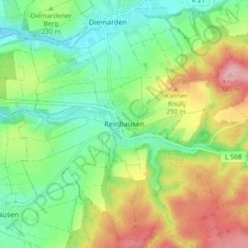 Topografische kaart Reinhausen, hoogte, reliëf